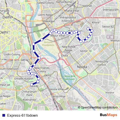 Express-611bdown bus Line Map