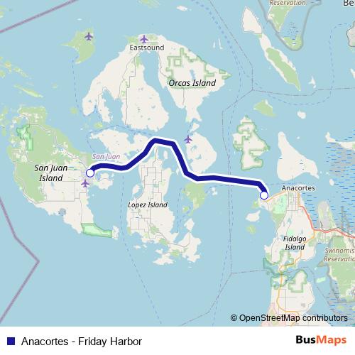 Anacortes - Friday Harbor ferry Line Map