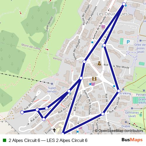 2 Alpes Circuit 6 bus Line Map
