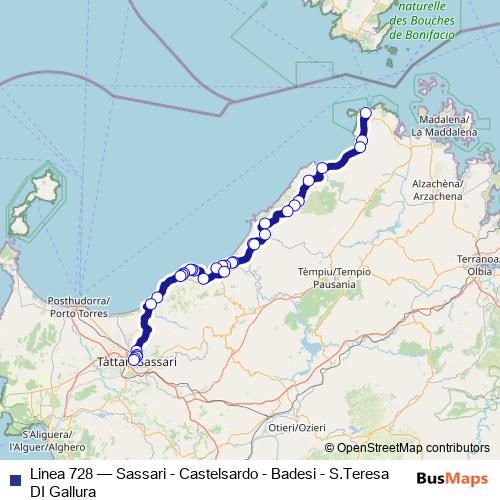 Linea 728 bus Line Map