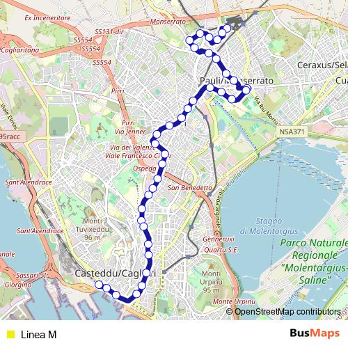 Linea M bus Line Map