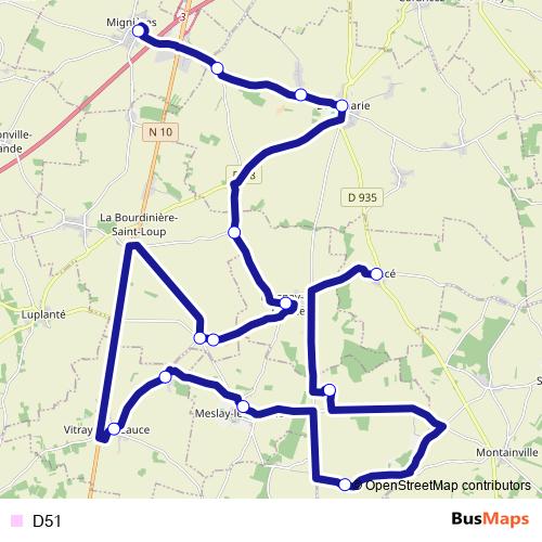 D51 bus Line Map