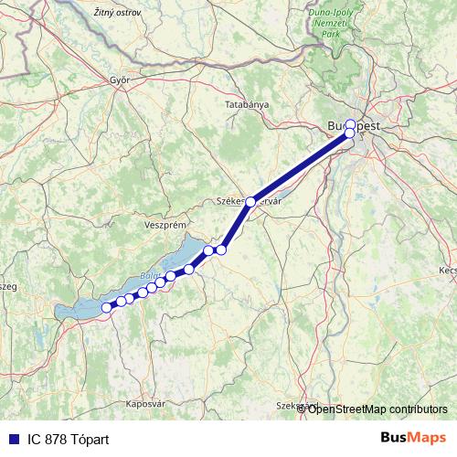 IC 878 Tópart rail Line Map