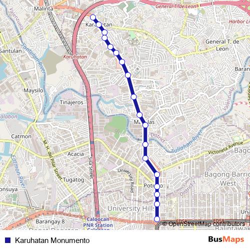 Karuhatan Monumento bus Line Map