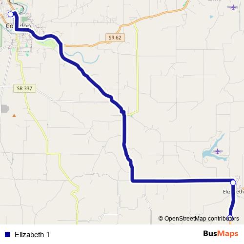 Elizabeth 1 bus Line Map
