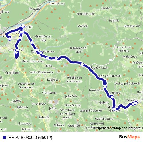 PR A18 0806 0 (65012) bus Line Map