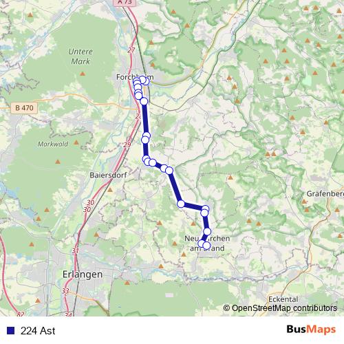 224 Ast bus Line Map