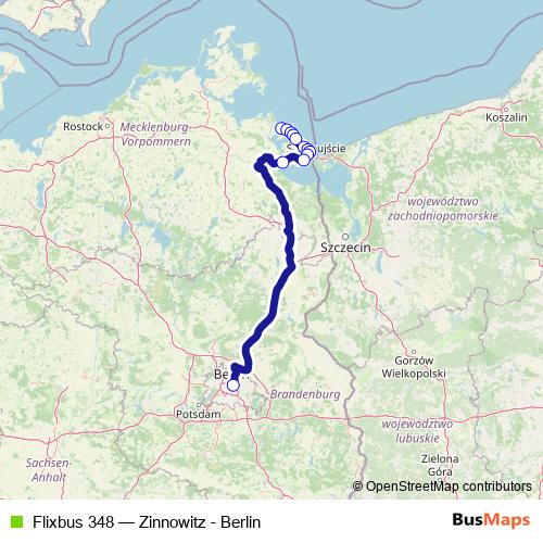 Flixbus 348 bus Line Map