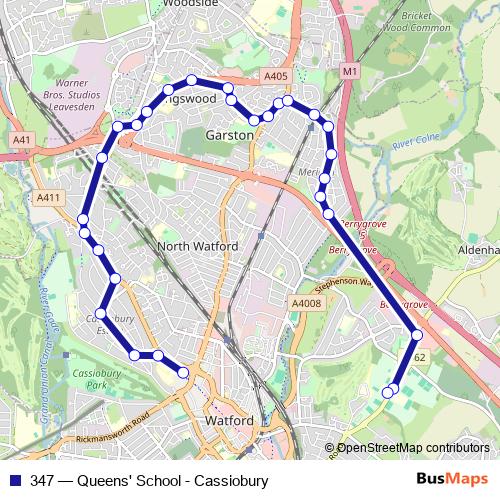 347 bus Line Map