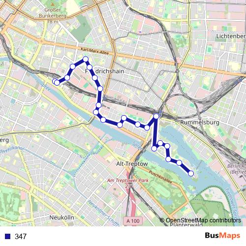 347 bus Line Map