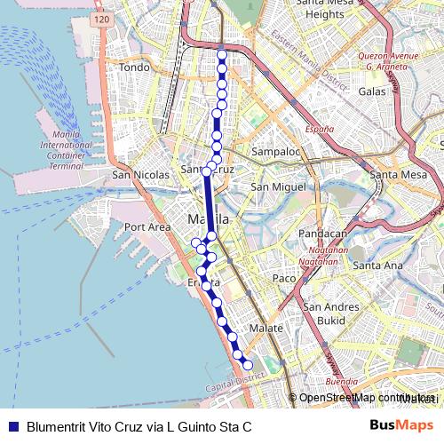 Blumentrit Vito Cruz via L Guinto Sta C bus Line Map
