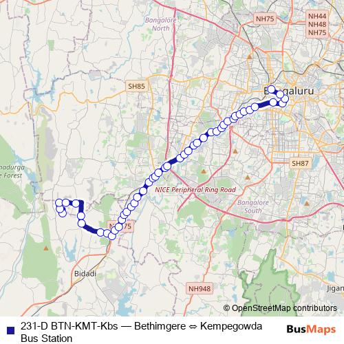 231-D BTN-KMT-Kbs bus Line Map