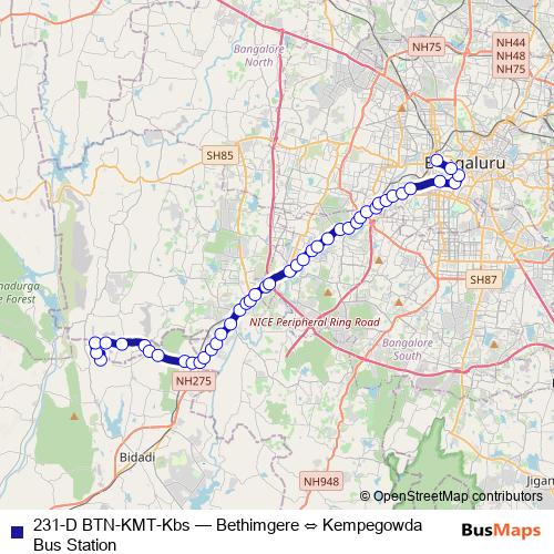 231-D BTN-KMT-Kbs bus Line Map