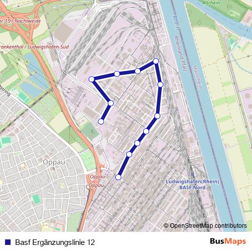 Basf Ergänzungslinie 12 bus Line Map