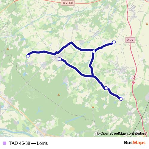 TAD 45-38 bus Line Map