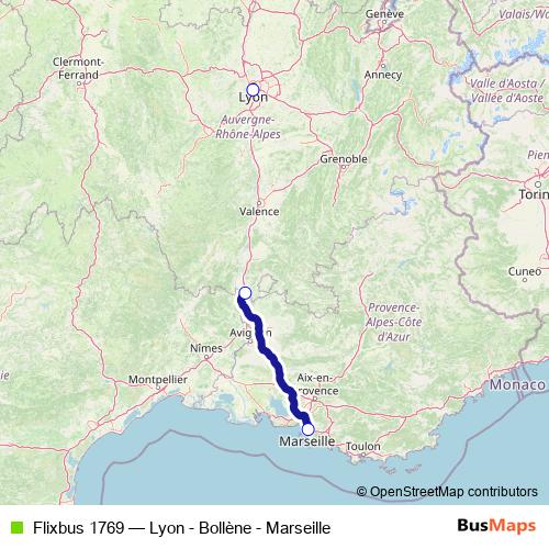 Flixbus 1769 bus Line Map