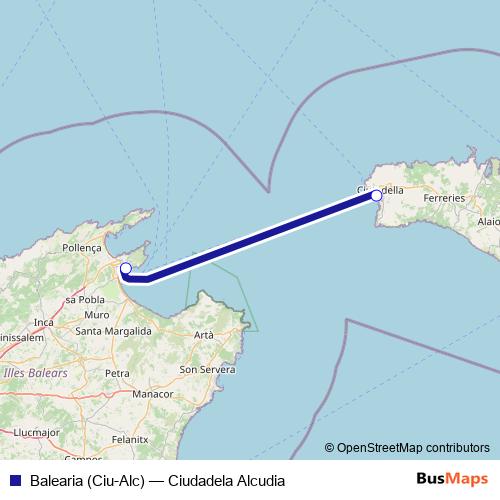 Balearia (Ciu-Alc) ferry Line Map