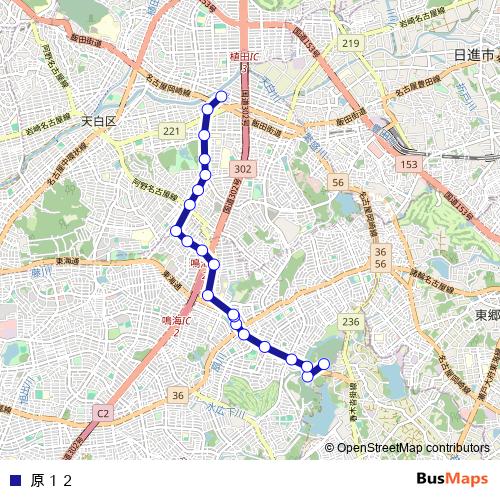 原１２ bus Line Map