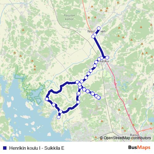 Henrikin koulu I - Suikkila E bus Line Map