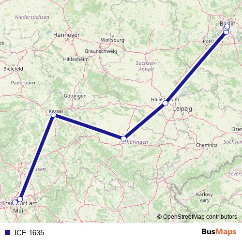 ICE 1635 rail Line Map