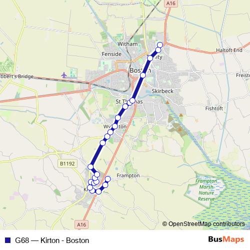 G68 bus Line Map