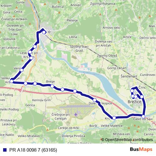 PR A18 0098 7 (63165) bus Line Map