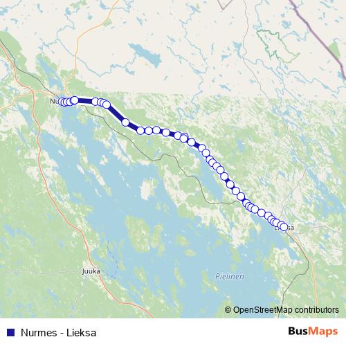 Nurmes - Lieksa bus Line Map