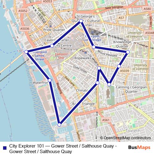 City Explorer 101 bus Line Map