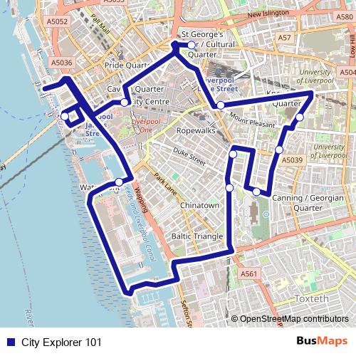 City Explorer 101 bus Line Map