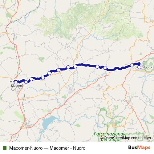 Macomer-Nuoro rail Line Map