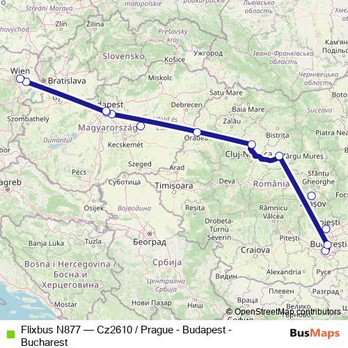 Flixbus N877 bus Line Map