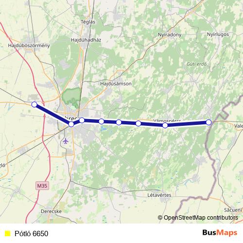 Pótló 6650 bus Line Map