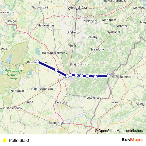 Pótló 6650 bus Line Map