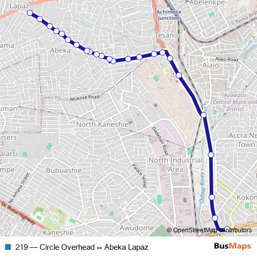 219 bus Line Map