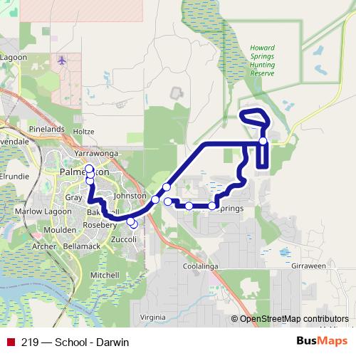 219 bus Line Map