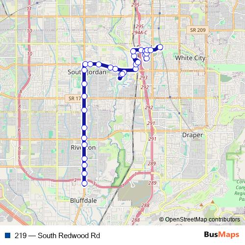 219 bus Line Map