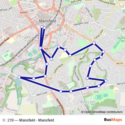 219 bus Line Map