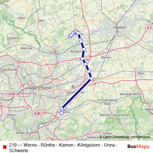 219 bus Line Map