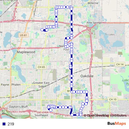 219 bus Line Map