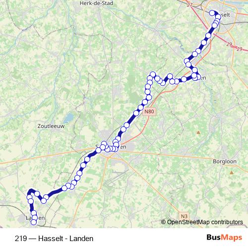 219 bus Line Map