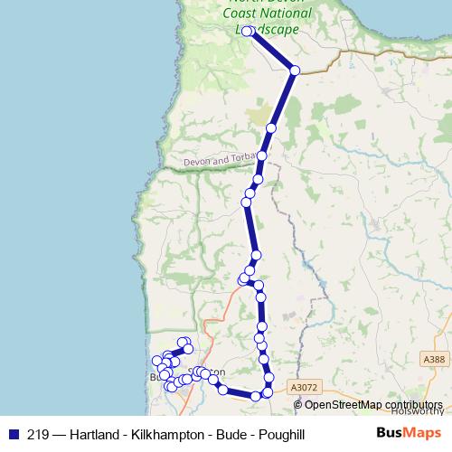 219 bus Line Map