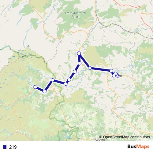 219 bus Line Map