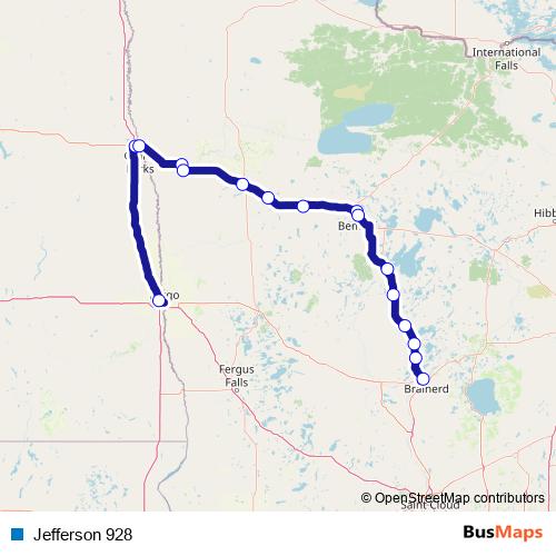 Jefferson 928 bus Line Map