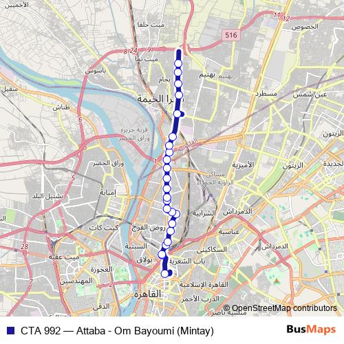 CTA 992 bus Line Map