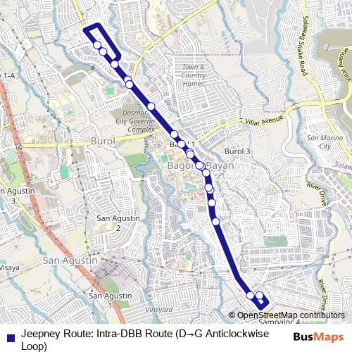 Jeepney Route: Intra-DBB Route (D→G Anticlockwise Loop) bus Line Map