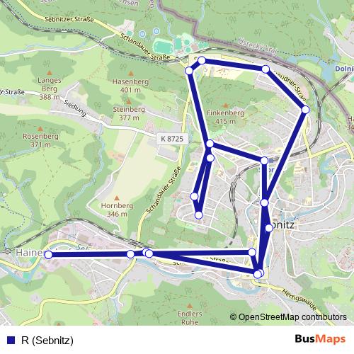 R (Sebnitz) bus Line Map