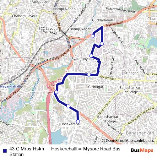 43-C Mrbs-Hskh bus Line Map