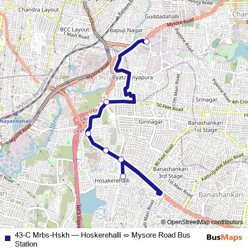 43-C Mrbs-Hskh bus Line Map