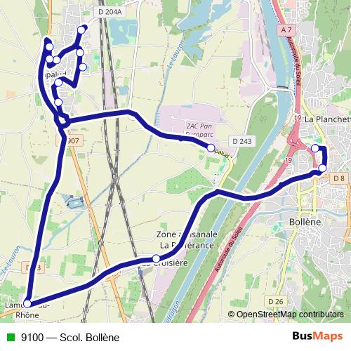 9100 bus Line Map