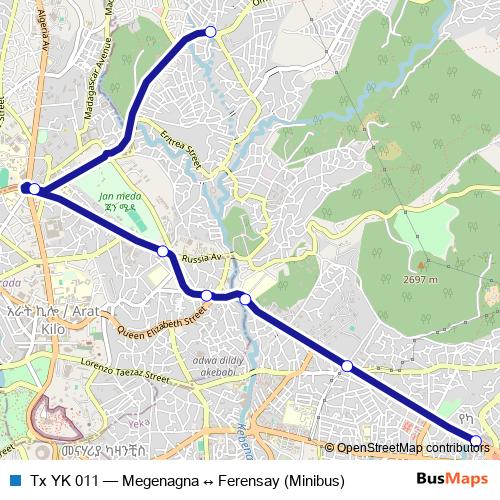 Tx YK 011 bus Line Map